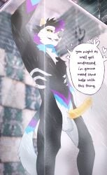 alternative_fashion anthro asking asking_viewer balls bathing black_body black_fur blue_body blue_fur bodily_fluids bone circumcised cocky confident confident_male curved_penis dialogue domestic_cat dripping emo english_text erection fangs felid feline felis fur fur_markings genital_fluids genitals glans goth hair head_tuft heart_symbol hi_res humanoid_genitalia humanoid_penis inviting leaking_precum littlepeewie low_hanging_balls male mammal markings neck_tuft nipples penis precum precum_drip presenting purple_body purple_fur raised_arm requesting rib_cage sex_request shower showering skull skull_head slim smile smiling_at_viewer solo speech_bubble talking_to_viewer teeth text thick_penis tuft upward_angle vandal_ossyx vein veiny_penis wet wet_body wet_fur wet_penis yellow_ears yellow_eyes yellow_penis