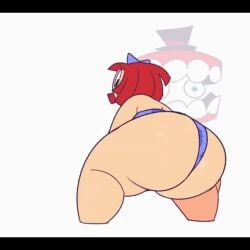 cane_(character) fat_ass hair_ribbon light-skinned_female purple_lingerie ragatha_(the_amazing_digital_circus) red_hair the_amazing_digital_circus