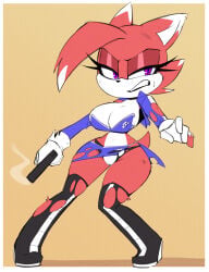 2026 action_pose anthro big_breasts black_boots black_clothing black_footwear black_panties black_underwear bodily_fluids boots border bottomwear breasts cleavage clenched_teeth clothed clothing countershading dipstick_ears ear_markings eyelashes fan_character felid female footwear full-length_portrait fur genitals gloves gun handgun handwear hi_res holding_gun holding_handgun holding_object holding_pistol holding_ranged_weapon holding_weapon legwear mammal markings midriff multicolored_ears navel nelljoestar panties pistol portrait pose pupils purple_bottomwear purple_clothing purple_eyes purple_shirt purple_skirt purple_topwear ranged_weapon red_body red_fur scuff_marks sega shirt shoes simple_background skirt slit_pupils small_waist smoking_gun solo sonic_the_hedgehog_(series) sweat teeth textured_background thigh_boots thigh_highs topwear torn_boots torn_bottomwear torn_clothing torn_gloves torn_handwear torn_panties torn_shirt torn_skirt torn_thigh_highs torn_topwear torn_underwear triangle_nose underwear vulva wardrobe_malfunction weapon white_body white_border white_clothing white_countershading white_fur white_gloves white_handwear wide_hips wide_stance yellow_background