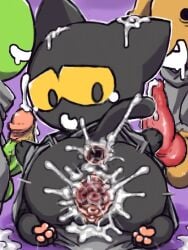 3:4 amphibian anal anal_penetration animal_genitalia animal_penis anthro anthro_penetrated anus biped black_body bodily_fluids bottomless bottomless_anthro bottomless_female bottomless_male brown_body canid canine canine_genitalia canine_penis canis cel_shading censored censored_genitalia censored_penis censored_vulva clitoral_hood clitoris clothed clothed_anthro clothed_female clothed_male clothing cum cum_in_ass cum_in_vagina cum_inside cum_on_head cum_splatter cumshot cute_fangs digital_drawing_(artwork) digital_media_(artwork) digitigrade diru domestic_cat domestic_dog double_penetration dripping drooling ejaculation erection fangs feet felid feline felis female female_anthro flesh_fang frog gangbang genital_fluids genitals glans google google_doodle green_body group group_sex half-closed_eyes hi_res hindpaw humanoid_genitalia humanoid_penis inner_labia knot knotted_penis looking_back_at_self magic_cat_academy male male/female male_anthro mammal momo_(google) monotone_body mosaic_censorship narrowed_eyes open_mouth open_smile paws penetration penile penile_penetration penis purple_background rear_view robe saliva saliva_drip sex shaded simple_background smile tears teeth trio urethra vaginal vaginal_canal vaginal_penetration vulva yellow_sclera