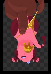 ambiguous_gender anthro big_penis clothing clothing_pull crown duo genitals glistening glistening_body gold_panties golden_week hailey_png headgear hi_res high-angle_view lust_(hailey_png) male male/male markings panties panty_pull penis pink_body pubes reptile scalie tongue tongue_out underwear underwear_pull