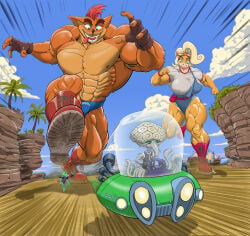 abs biceps breasts coco_bandicoot crash_(series) crash_bandicoot einom female male muscles muscular muscular_arms muscular_female muscular_legs muscular_male muscular_thighs pecs