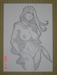 breasts breasts_out daikon_(artist) emma_frost female marvel straight_hair white_queen x-men