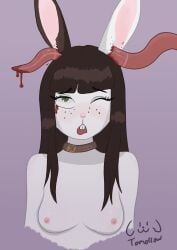 absurd_res anthro blood bodily_fluids breasts crying_blood dogytomorrow ear_penetration female gore hi_res imminent_death lagomorph leporid mammal penetration rabbit small_breasts solo tentacle_penetration tentacles