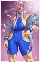 2023 2d athletic athletic_female big_breasts blue_eyes breasts busty capcom female female_focus female_only hourglass_figure manon_legrand pink_hair pinkerlicious standing street_fighter street_fighter_6 tagme thick_thighs wide_hips
