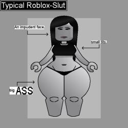 1girl ass belly belly_button big_ass bimbo bimbo_body black_hair black_panties boobs bra breasts butt buttocks eyelashes female female_focus ferman lips lipstick looking_at_viewer makeup panties roblox robloxian slut slutty_female small_tits thick_thighs thighs tits voluptuous voluptuous_female waist