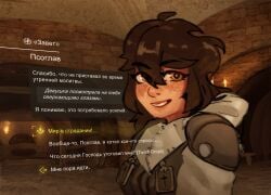 1girl brown_hair conversation psoglav stalcraft zavet