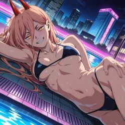 ai_generated bikini black_bikini blonde_female blonde_hair breasts chainsaw_man phibsai power_(chainsaw_man) sexy_pose tagme