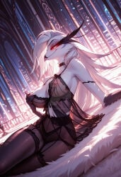 ai_generated avian avian_humanoid babydoll demon female female_only garter_belt garter_straps hellaverse helluva_boss lingerie milf nightgown nightie nipples pantyhose royal solo_focus stella_(helluva_boss) thigh_highs thighhighs vivienne_medrano vivziepop