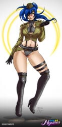1girls big_breasts blue_hair costume green_eyes huge_breasts king_of_fighters latex leather leona_heidern light-skinned_female light_skin long_hair pale-skinned_female pale_skin ponytail shimetta_masuta snk_heroines:_tag_team_frenzy thick_thighs thighs voluptuous voluptuous_female
