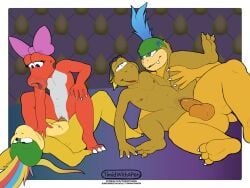 4:3 accessory andromorph andromorph_penetrated anthro balls birdo bow_ribbon claws cowgirl_position digital_media_(artwork) feet from_front_position genitals group hair hair_accessory hair_bow hair_ribbon hi_res humanoid_genitalia humanoid_penis intersex intersex/male intersex_penetrated koopa koopa_troopa koopaling larry_koopa lemmy_koopa male male_penetrating mario_bros nails nintendo nintendo_64 nipples nude on_bottom on_top open_mouth penetration penile penile_penetration penis reptile ribbons scalie sex smile spread_legs spreading text timidwithapen tongue tongue_out url vaginal vaginal_penetration vulva