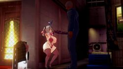 1boy 1girls 3d 3d_(artwork) alley alleyway areola_slip areolae bunny_ears cognitogremlin dark-skinned_male degradation height_difference hololive holox huge_breasts interracial koikatsu prostitution sakamata_chloe shortstack slingshot_bikini spread_legs tagme thick_thighs virtual_youtuber vtuber wide_hips