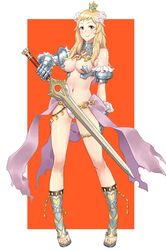 >:) 1girls alternate_costume bare_legs blonde_hair blue_eyes crown falchion_(fire_emblem) fire_emblem fire_emblem_fates heart igni_tion long_hair medium_breasts nintendo ophelia_(fire_emblem) panties revealing_clothes smile solo sword weapon white_panties