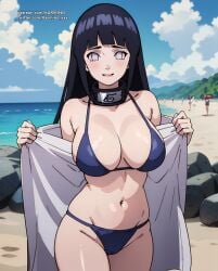 ai_generated beach big_breasts bikini female hyuuga_hinata karmino light-skinned_female light_skin naruto naruto_(series) naruto_shippuden voluptuous_female white_eyes