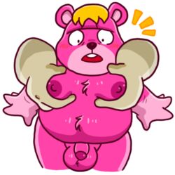 2021 animal_crossing anthro areola balls dusty_(madrik) fur fur_tuft genitals grope groping_breasts male male/male mammal moobs nintendo nipples nude overweight overweight_male penis sinribbons solo surprised_expression tuft ursid ursine video_games vladimir_(animal_crossing)