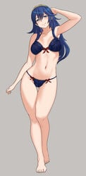 1girls bbk13z bbk_(13zk) blue_eyes blue_hair bra bushidokuroi dark_hair feet female fire_emblem fire_emblem_awakening hair light-skinned_female light_skin long_hair lucina_(fire_emblem) navel nintendo panties ribbons solo stomach tummy underwear_around_one_leg