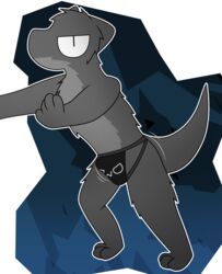 alpha_channel anthro bit_synergy black_clothing black_jockstrap black_underwear bulge clothed clothing detailed_bulge digital_media_(artwork) dragon fur furred_dragon genital_outline grey_body grey_fur jockstrap looking_at_viewer male male_only penis_outline raised_tail sam_(bit-synergy) shaking simple_background solo underwear