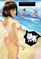 1boy 2girls aged_up annoying_dog_(undertale) asriel_dreemurr ass assisted_exposure bangs bare_breasts bare_shoulders beach bikini bikini_top blush blushing bob_cut bottomless breasts brown_eyebrows brown_hair chara completely_naked completely_nude completely_nude_female dog embarrassed embarrassed_nude_exposure embarrassed_nude_female enf english_text exposed exposed_ass exposed_breasts exposed_nipples exposed_pussy eyebrows eyebrows_visible_through_hair eyelashes_visible_through_hair female female_ass female_chara female_focus female_frisk female_human frisk gameplay_mechanics goat_horns green_bikini_top green_swimsuit grin grinning horns human long_hair looking_at_another male medium_breasts medium_hair naked naked_female nipples no_bra no_clothes no_panties nude nude_female ocean only_one_naked open_mouth pink_bikini pink_bikini_bottom pink_bikini_top pink_swimsuit sea seaside small_ass solo_focus star-shaped_pupils stolen_bikini stolen_clothes stolen_swimsuit swimsuit swimsuit_removed swimsuit_thief text text_box undertale undressing unusual_pupils vegasvat white_fur white_hair yellow_body yellow_eyes yellow_skin