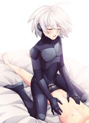 2boys 5_fingers ahoge bulge bulge_through_clothing closed_eyes color crying danganronpa danganronpa_v3 dry_humping grinding hi_res high_resolution highres human human_on_robot humanoid humanoid_robot in_bed k1b0 keebo kiibo light-skinned_male light_skin male male/male male_on_bottom male_on_male male_on_top male_only male_with_male mechanical_arms mechanical_hands mishmasz mostly_nude mostly_nude_male naked naked_male nipples nude nude_male on_bed robot robot_boy robot_on_human saihara_shuuichi short_hair shuichi_saihara straight_hair white_background white_hair