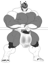 abs biceps bodybuilder bulge flaccid hyper hyper_balls hyper_bulge hyper_genitalia hyper_muscles hyper_penis hyper_testicles male male_focus male_only monochrome mr_canvas muscle muscles muscular muscular_arms muscular_ass muscular_back muscular_legs muscular_male muscular_thighs nipples pecs robot see-through_clothing solo solo_male veins veiny_penis