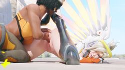 2girls 3d alternate_breast_size animated bent_over big_breasts black_hair blonde_hair blue_eyes dark-skinned_female female female_only fingering hairless_pussy interracial italessio27 large_ass large_breasts lesbian light-skinned_female mercy moaning overwatch pharah pleasure_face short_video sound video white_hair wings yuri