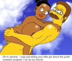 1boy 1girls 20th_century_fox 20th_century_studios big_breasts breasts breasts_bigger_than_head crossover family_guy female huge_breasts interracial jerome_washington large_breasts large_penis male ned_flanders pam_washington sbb sex straight the_simpsons