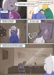 2girls alphys anthro bbw comic comic_page deltarune female furry humanoid lizard_girl lizard_humanoid milf thenewpassion toriel undertale undertale_(series) white_body