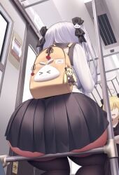 1girls ass breasts bubble_butt female huge_ass large_ass long_hair niliu_chahui original_character school_uniform short_skirt skirt very_high_resolution white_hair