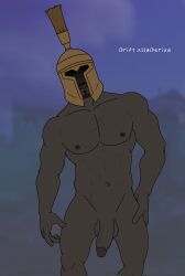 abs ares ares_statue(fortnite) big_penis copper_skin fortnite grey_skin helmet male statue