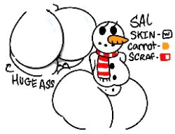 1girls ass_bigger_than_breasts big_breasts breasts carrot female female_focus female_only hourglass_figure huge_ass pear-shaped_figure pear_shaped pixel_(artwork) pixel_art scarf snow snowman snowwoman theslashfive thick_thighs