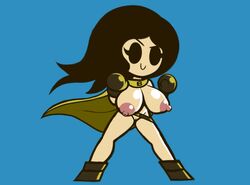 2017 belt big_breasts blue_background boobs_girl_(screwroot) breasts cape female female_focus female_only gloves mostly_nude naked nipples nude nude_female nudity oc original_character partially_clothed pussy screwroot shoes solo solo_female solo_focus superhero superheroine