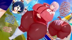 2girls ass belly_button big_ass big_breasts breasts crop_top cropped_hoodie daidaikon darling_in_the_franxx fat_ass female female_only fully_clothed huge_ass huge_breasts huge_thighs hyper hyper_ass ichigo_(darling_in_the_franxx) massive_ass massive_breasts pink_hair round_ass thick_ass thick_legs thick_thighs wide_hips zero_two_(darling_in_the_franxx)