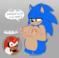 big_breasts breastmilk breasts crypticruins dialogue heart_eyes lactating lactation mighty_the_armadillo mpreg nude pregnant pregnant_male pussy roadkillxing sega sonic_(series) sonic_the_hedgehog speech_bubble trans_man transmasc