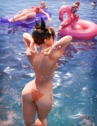 2024 3d 3d_(artwork) 3girls angela_ziegler arms_behind_head asian asian_female ass athletic athletic_female bikini bikini_bottom bikini_top blender blizzard_entertainment blonde_hair bob_(overwatch) bra breasts british british_female brown_hair d.va female female_focus female_only fireboxstudio flower flower_in_hair hana_song hi_res highres inflatable_toy laying_down laying_on_back lena_oxton lifeguard_mercy light-skinned_female light_skin medium_breasts mercy ocean overwatch overwatch_2 panties peaking pool pose posing presenting rear_view sideboob sitting smile smiling standing sunglasses sunlight sunshine swimsuit swimwear swiss swiss_female thick_thighs tracer trio water watermark waveracer_d.va