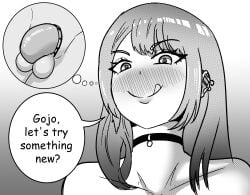 chastity_cage chastity_device choker female_pervert gyaru kitagawa_marin manga manga_page manga_style monochrome nyavakado screentone smile sono_bisque_doll_wa_koi_wo_suru