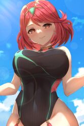 1girls breasts busty edamameoka female female_only fit_female hourglass_figure large_breasts leotard light-skinned_female nintendo pyra short_hair slim_waist solo swimsuit tagme thick_thighs wide_hips xenoblade_(series) xenoblade_chronicles_2