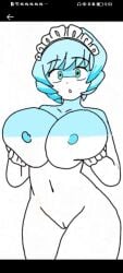 antarctica_(countryhumans) antartid antartid_female big_breasts body_hair countryhumans countryhumans_girl hands_on_breasts legs maid pussy shocked