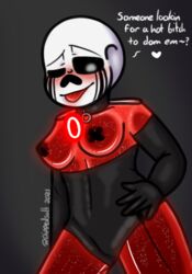 1girls 2d 2d_(artwork) artist_name black_background blush dark_background dippedsalt ectobody english_text fan_character female female_only genderswap_(mtf) humanoid killer_sans killertale medium_breasts red_body rule_63 sans sans_au sans_oc skeleton solo solo_female solo_focus tagme text tongue tongue_out undertail undertale_(series) undertale_au