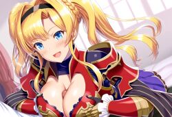 ai_generated armor blonde_hair blue_eyes cleavage female granblue_fantasy large_breasts nai_diffusion paizuri paizuri_under_clothes penis zeta_(granblue_fantasy)