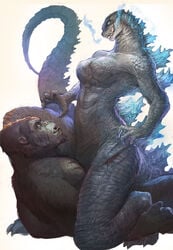 2021 absurd_res anthro ape breasts cavehu claws dominant dominant_female dongtinghu duo featureless_breasts female female_on_top feral fur godzilla godzilla_(series) godzilla_vs_kong haplorhine hi_res kaiju king_kong king_kong_(series) licking_lips looking_down male male/female male_on_bottom mammal monster_girl monsterverse mtf_crossgender no_nipples on_bottom on_top primate rule_63 scales scalie scar sharp_teeth simple_background teeth tongue tongue_out wounded