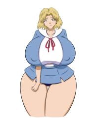 1girls big_breasts blonde_hair breast breasts curvy female gainax human kirik large_breasts light-skinned_female light_skin neon_genesis_evangelion ritsuko_akagi school_uniform scientist short_hair thick thick_thighs voluptuous wide_hips