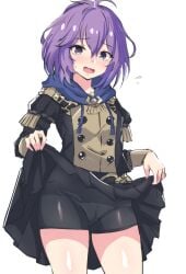 1girls bernadetta_von_varley bike_shorts black_shorts cleft_of_venus embarrassed female female_only fire_emblem fire_emblem:_three_houses garreg_mach_monastery_uniform grey_eyes latte_daruta2 lifted_by_self looking_at_viewer nervous nintendo open_mouth panties pantylines purple_hair pussy_visible_through_clothes pussy_visible_through_panties pussy_visible_through_pantsu pussy_visible_through_spats see-through see-through_clothing short_hair shorts skirt_lift small_breasts solo spats underwear upskirt visible_underwear white_background