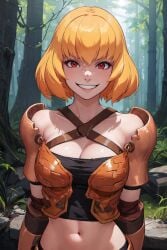 ai_generated armor blonde_hair clementine_(overlord) looking_at_viewer lxlbanner overlord_(maruyama) red_eyes short_hair solo solo_female tagme