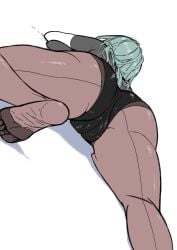 1girls ass ass_focus back_view big_ass byleth_(fire_emblem) byleth_(fire_emblem)_(female) female female_only fire_emblem fire_emblem:_three_houses green_hair karakamayo lying_on_stomach nintendo simple_background solo thick_thighs thighs