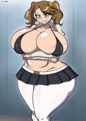 1girls areolae big_breasts big_thighs breasts busty curvy dibuctor female female_only giant_breasts gigantic_breasts gigantic_thighs gundam gundam_build_fighters gundam_build_fighters_try huge_breasts huge_thighs large_breasts large_thighs massive_breasts massive_thighs nipples sazaki_kaoruko smile thick_thighs thighs twintails voluptuous wide_thighs