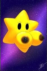 1girls ai ai_generated black_eyes black_nipples breasts eyelashes female female_focus female_only mario_(series) nintendo nipples power_star quinzo11 self_upload space star star_(mario_bros) stars yellow_body