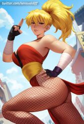 ai_generated ass blonde_hair fishnets from_side maki_genryusai ninja pelvic_curtain street_fighter thighs