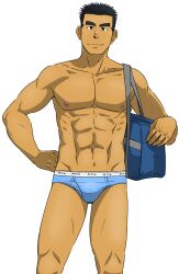 10s 1boy 2018 briefs bulge gay male male_only muscular muscular_male no_visible_genitalia solo tagme taku_hiraku underwear white_background