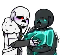 1boy 1girls 2d 2d_(artwork) big_breasts breast_grab breasts clothed clothed/nude clothed_male cross_sans cross_sans_(fan_character) dippedsalt dreamtale dreamtale_(undertale_fanfiction) dreamtale_au duo fan_character female grabbing_breasts hetero humanoid male male/female nightmare_sans nightmare_sans_(fan_character) nude_female rule_63 sans sans_au sans_oc sanscest skeleton straight tagme turquoise_body undertail undertale_(series) undertale_au white_background xtale