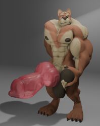 abs animal_genitalia animal_penis anthro ball_grab balls biceps big_balls big_penis canid canine canine_genitalia canine_penis canis domestic_dog erection genitals hi_res huge_balls huge_cock humanoid hyper hyper_genitalia hyper_penis knot looking_at_viewer male male_only mammal muscular muscular_anthro muscular_male nipples nude pecs penis simple_background solo solo_male watanno